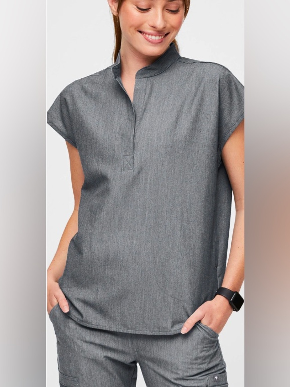 Figs Graphite Gray Oversized Rafaela Scrubs Top - XXS- NWT